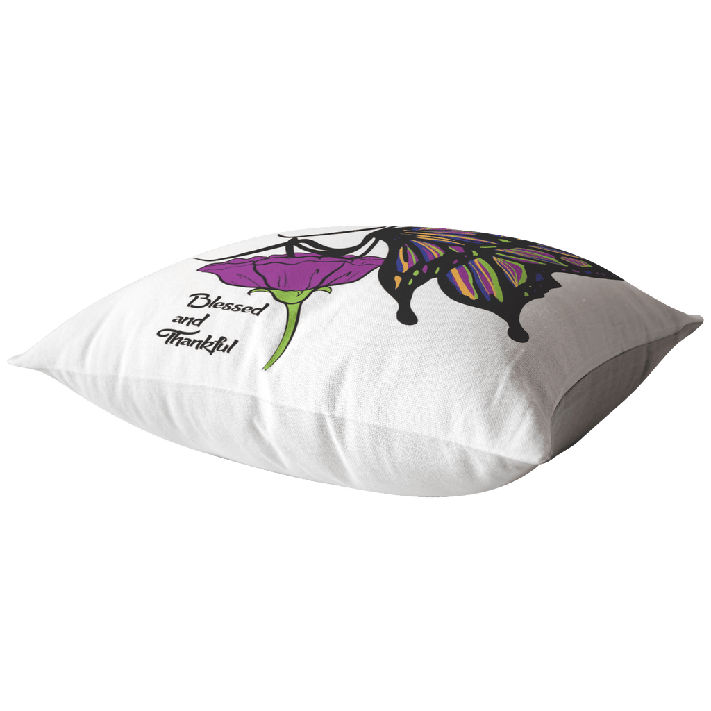 Blessed & Thankful Soft Decorative Pillow - The Humble Butterfly