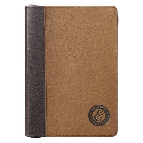 <h1>Strong & Courageous Luxleather Zippered Journal</h1>