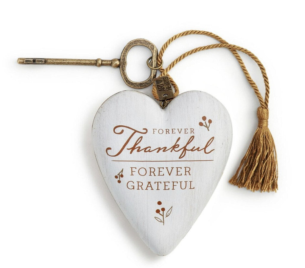 <h1>Forever Thankful Forever Grateful Art Heart with Key Easel</h1>