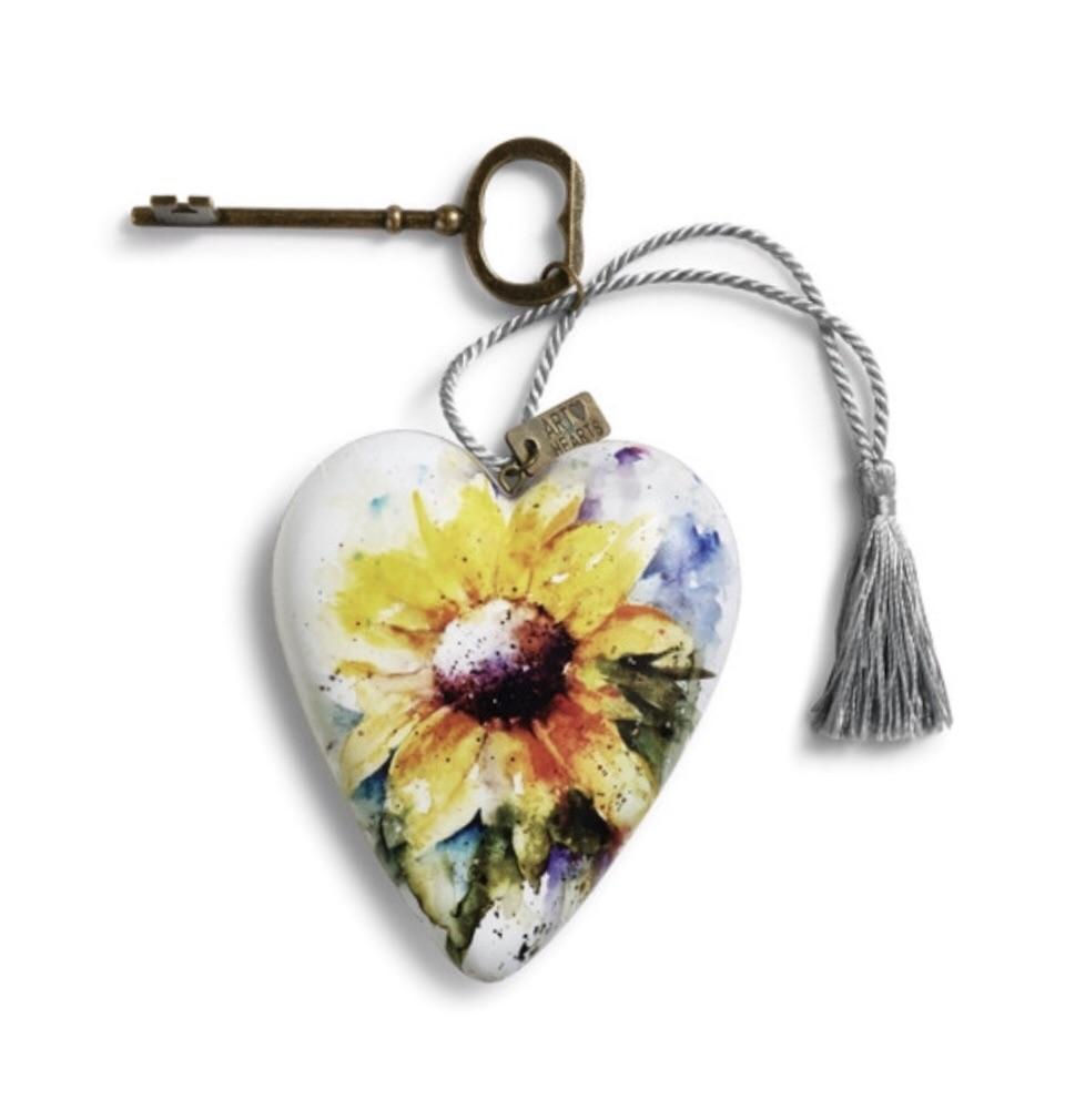 <h1>Sunflower Art Heart with Key Easel</h1>