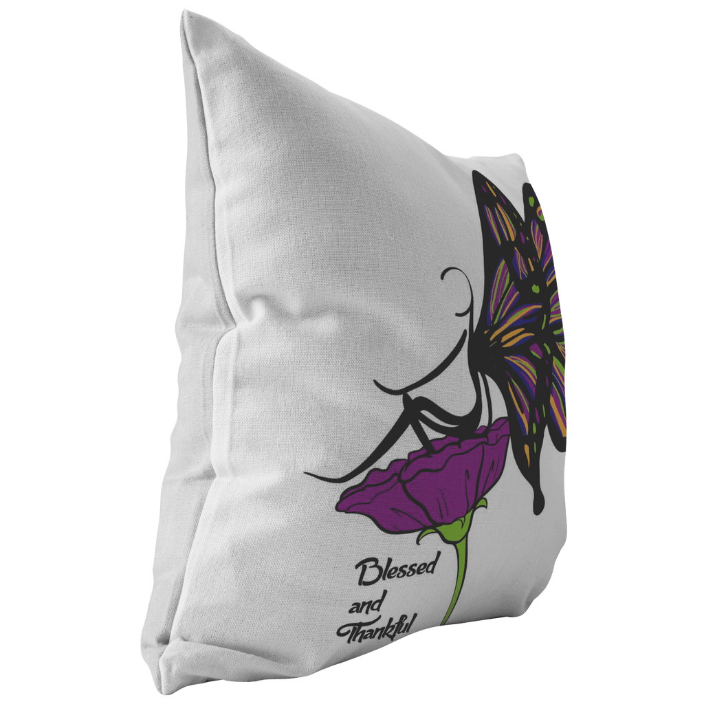 Blessed & Thankful Soft Decorative Pillow - The Humble Butterfly
