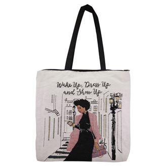 Wake Up Dress Up Show Up Woven Tote - The Humble Butterfly