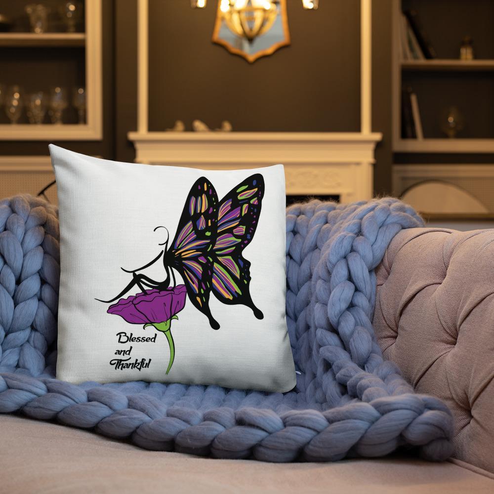 Blessed & Thankful Soft Decorative Pillow - The Humble Butterfly