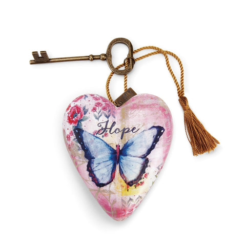 Hummingbird Art Heart with Key Easel
