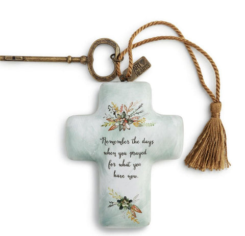 Be Strong and Courageous Artful Cross with Key Easel