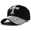 Rhinestone Baseball Cap with Cross - Black - The Humble Butterfly
