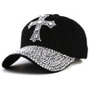 Rhinestone Baseball Cap with Cross - Black - The Humble Butterfly