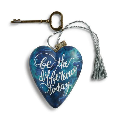 Peace and Joy Art Heart with Key Easel