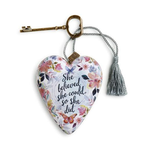 Hope Art Heart with Key Easel