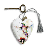 Hummingbird Art Heart with Key Easel - The Humble Butterfly