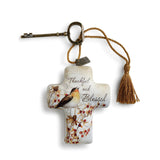Thankful and Blessed Artful Cross with Key Easel - The Humble Butterfly